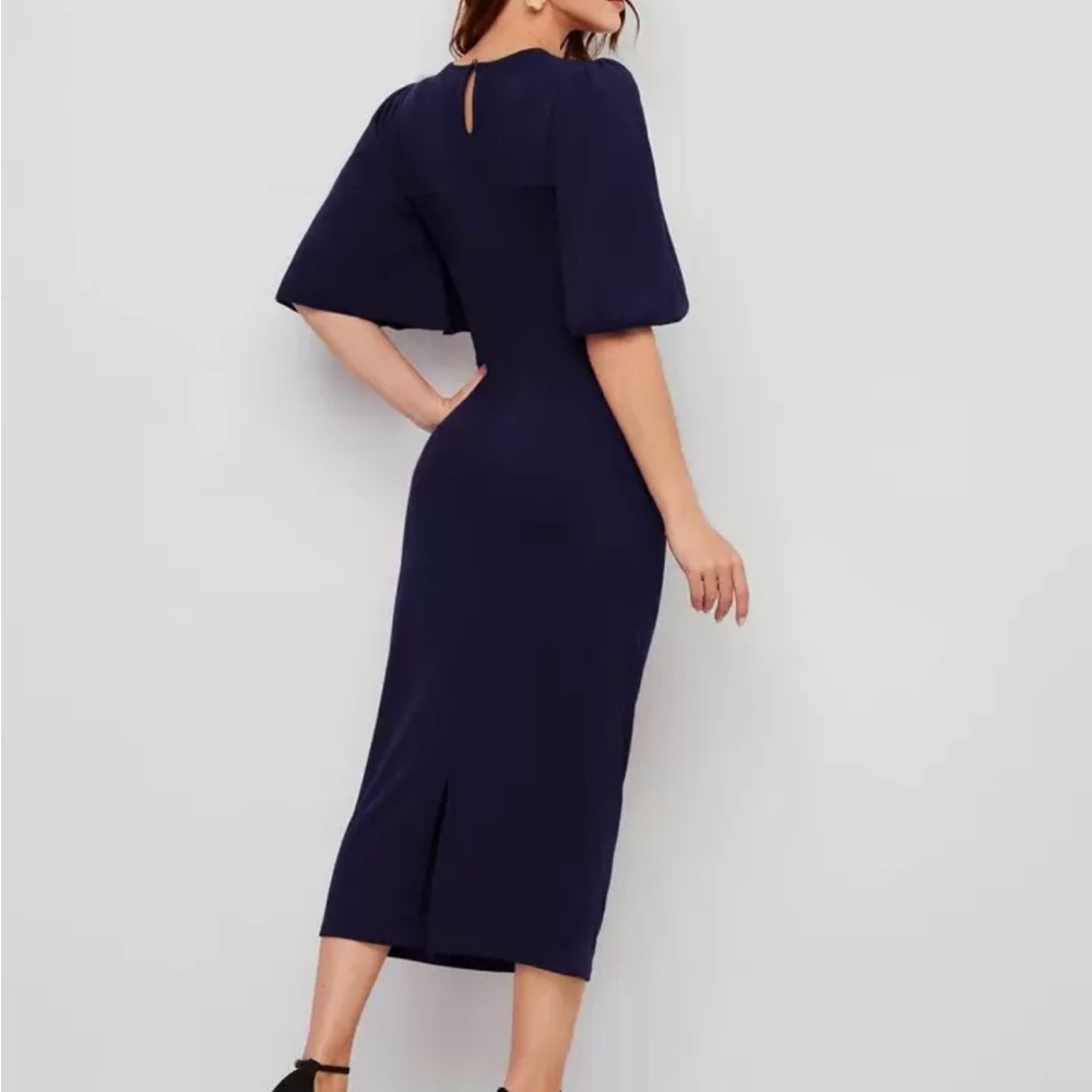 Elegant Navy Blue Midi Dress